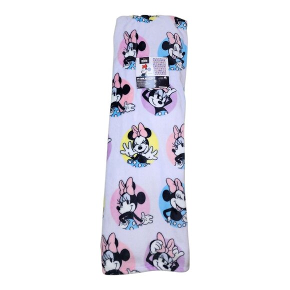 Disney Minnie Mouse Plush Blanket Twin 60" X 90" Soft Polyester Lavender Backgro - Picture 1 of 15